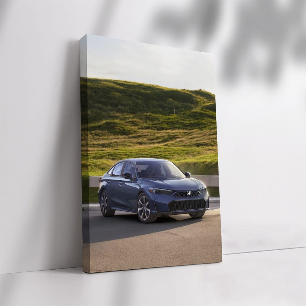 2025 Honda Civic Parked by Grassy Hillside - Sleek and Modern
