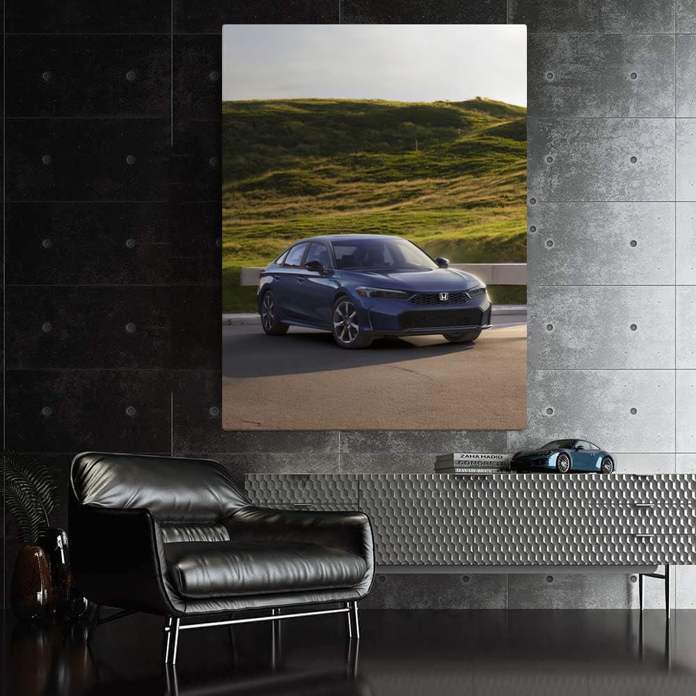 2025 Honda Civic Parked by Grassy Hillside - Sleek and Modern