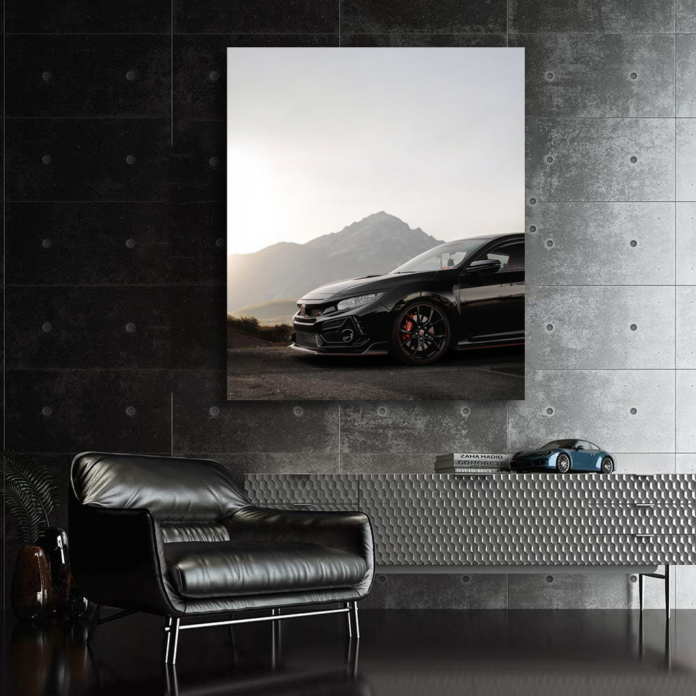 Honda Civic Black - Mountain Adventure - Sleek and Bold