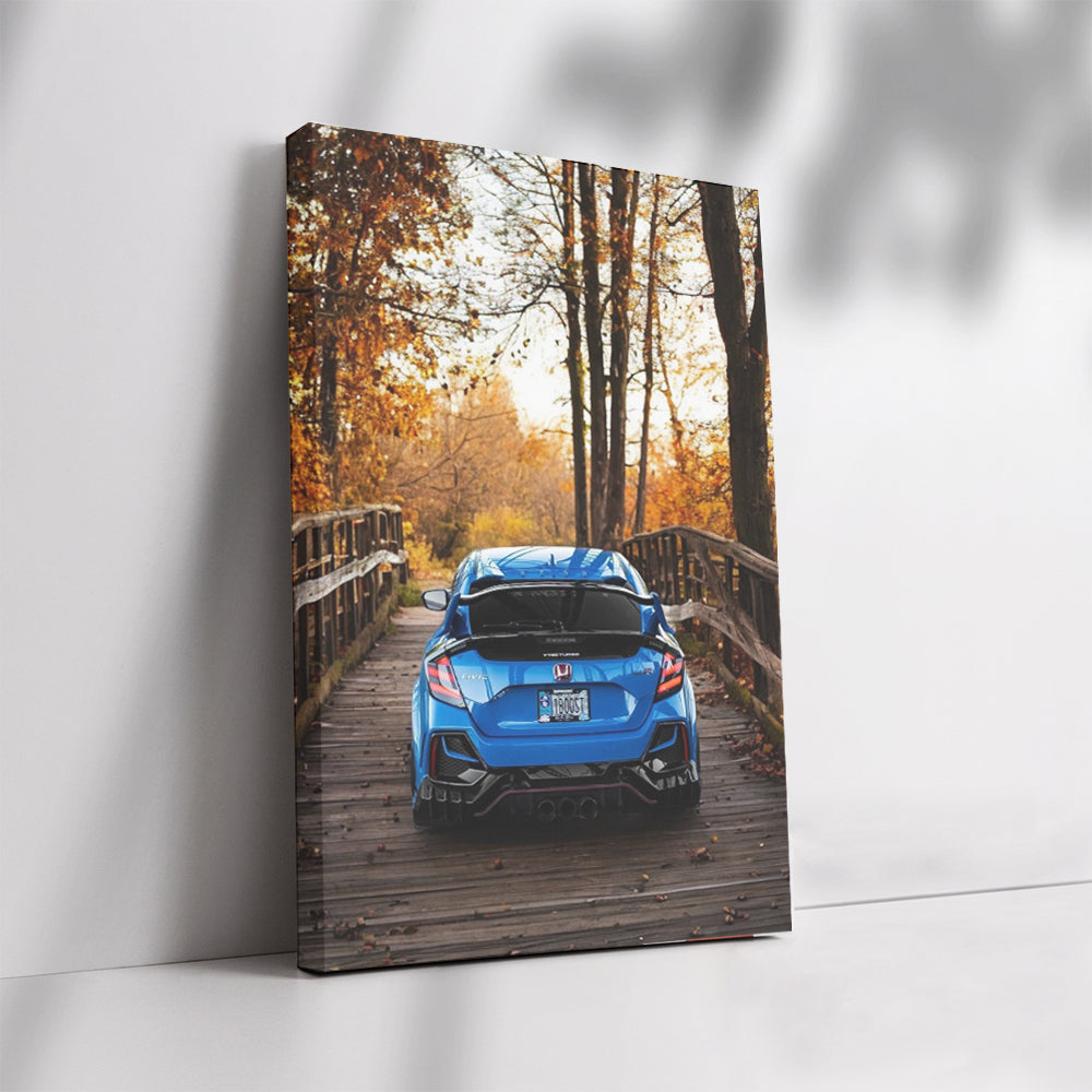 Blue Honda Civic in Autumn Park - Reliable and Stylish