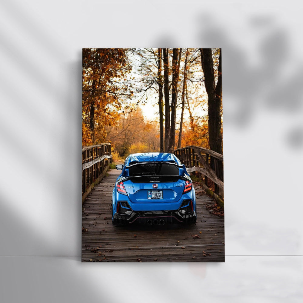 Blue Honda Civic in Autumn Park - Reliable and Stylish