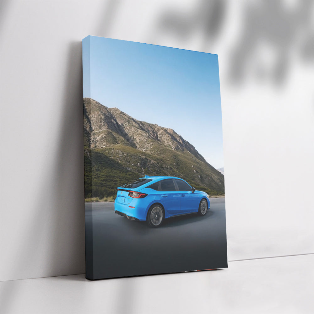 Blue Honda Civic in Mountains - Sporty and Stylish Ride