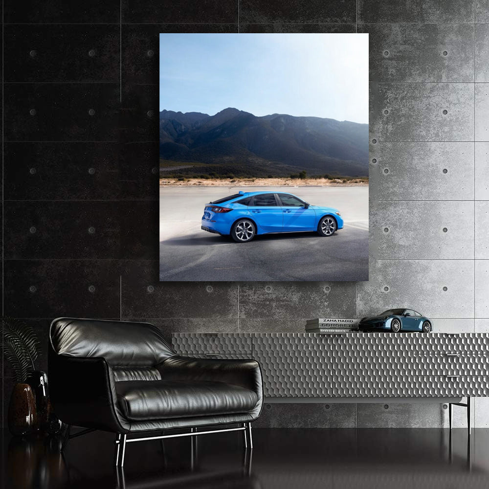 Blue Honda Civic in Scenic Mountains - Stylish and Reliable