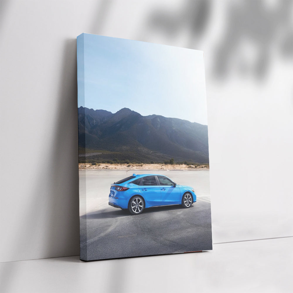 Blue Honda Civic in Scenic Mountains - Stylish and Reliable