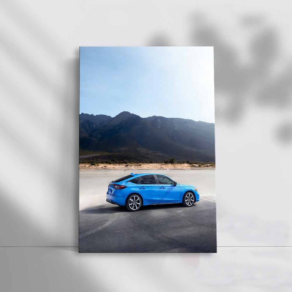 Blue Honda Civic in Scenic Mountains - Stylish and Reliable