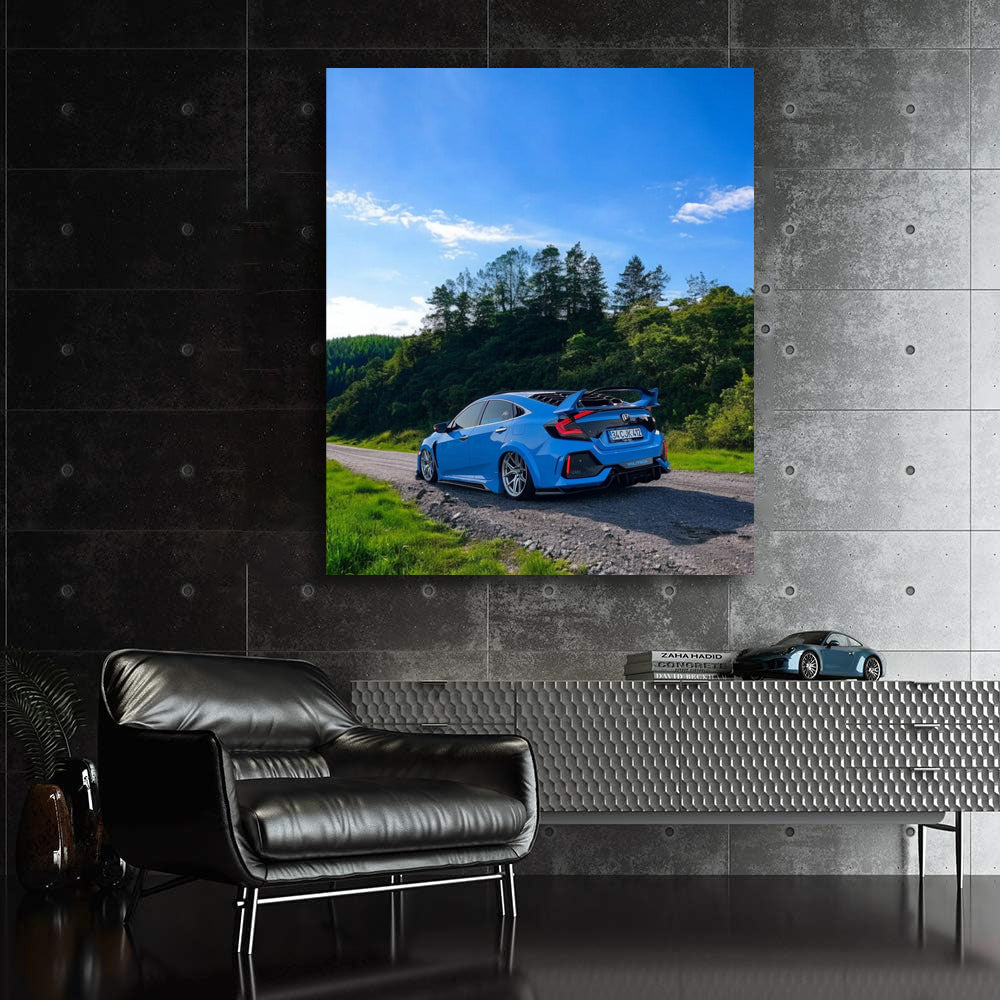 Honda Civic Blue in Nature - Elegance Meets Adventure