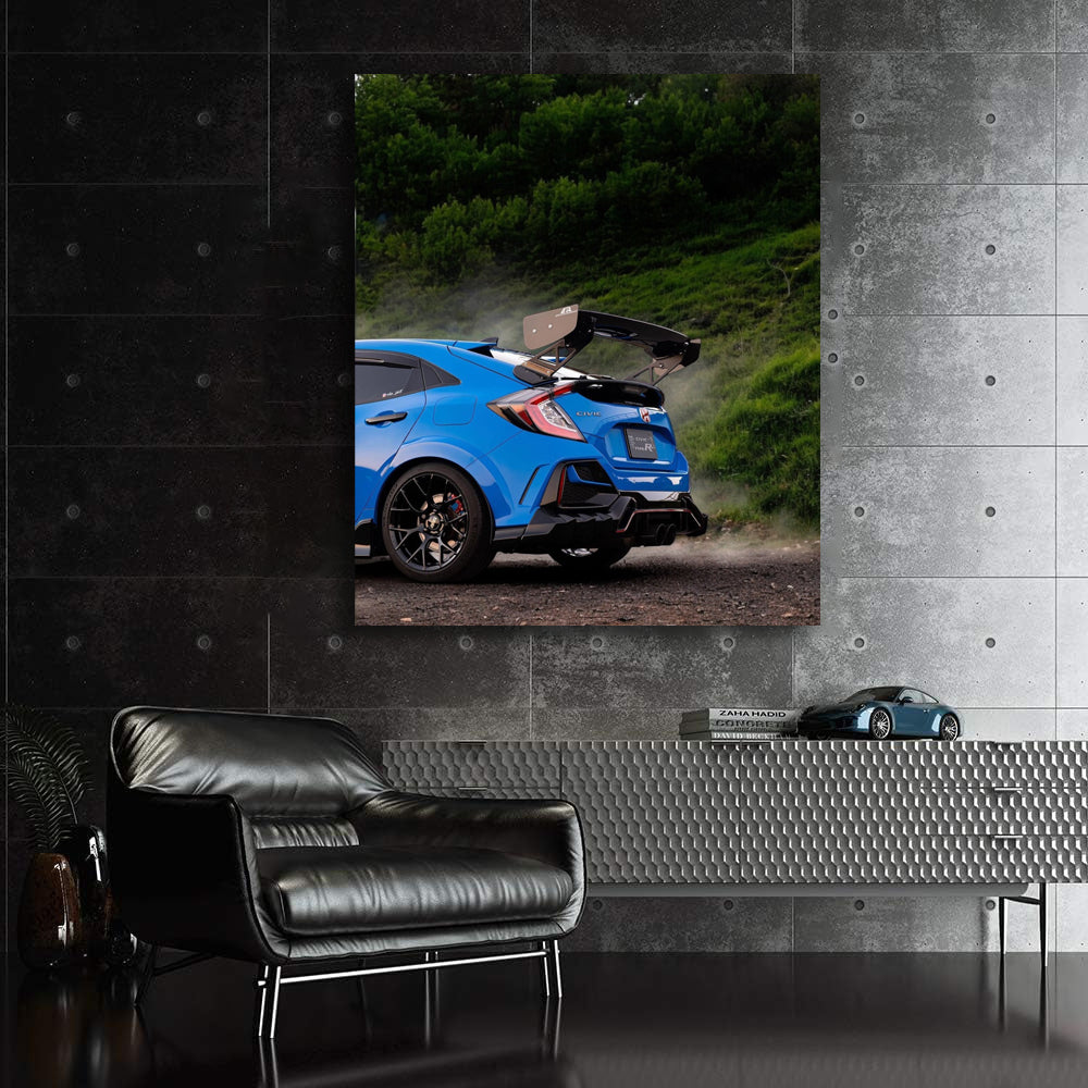 Honda Civic in Blue: Urban Style Meets Nature's Serenity