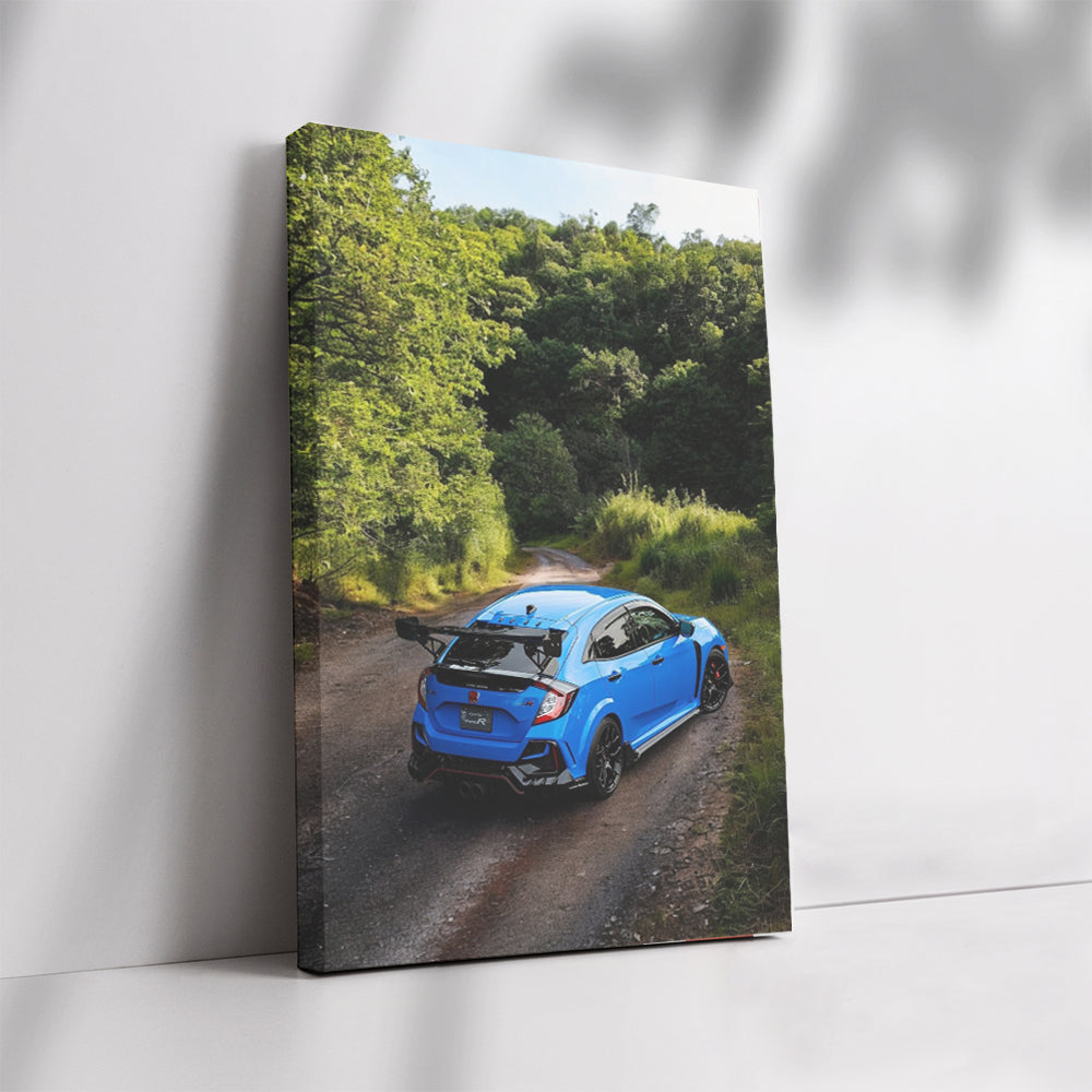 Blue Honda Civic in Forest - Stylish and Sophisticated