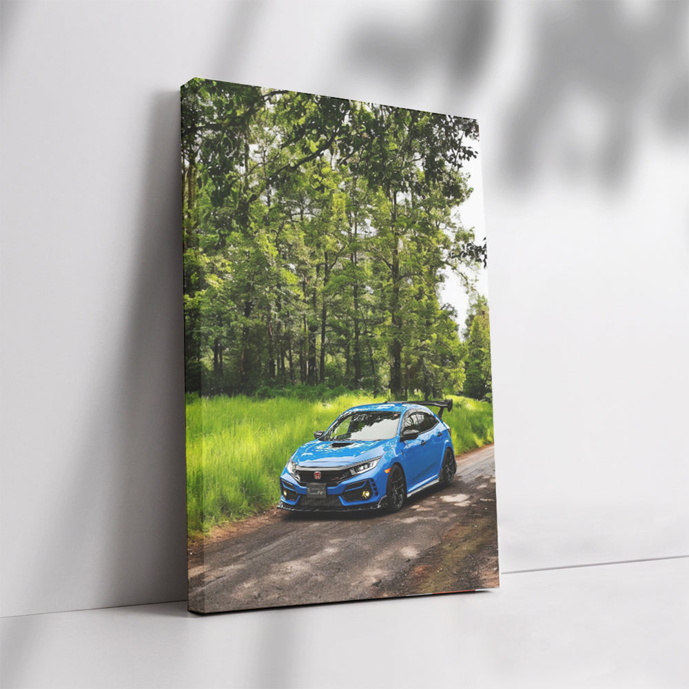 Blue Honda Civic in Forest - Reliable and Stylish Ride