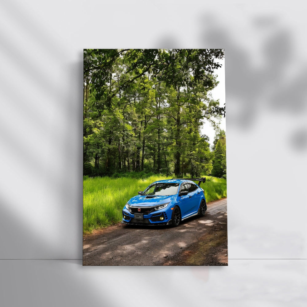 Blue Honda Civic in Forest - Reliable and Stylish Ride