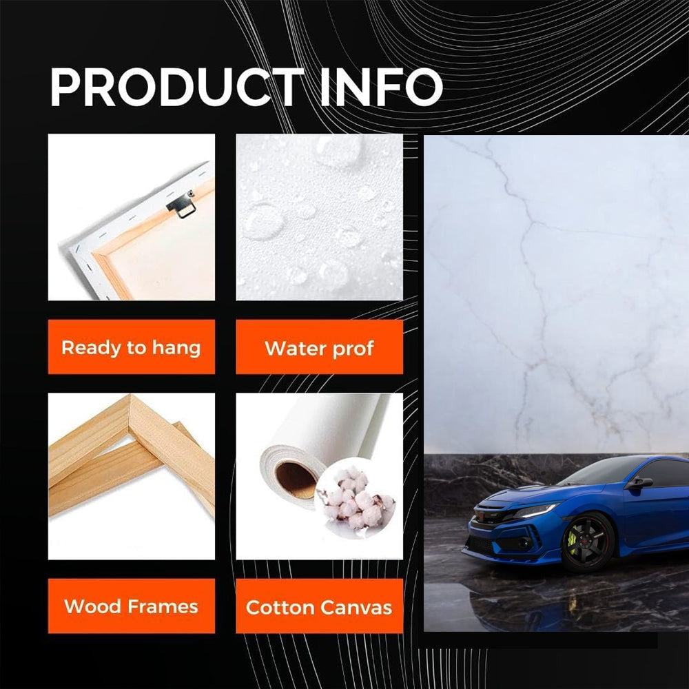 Blue Honda Civic on Marble - Dynamic and Stylish Ride