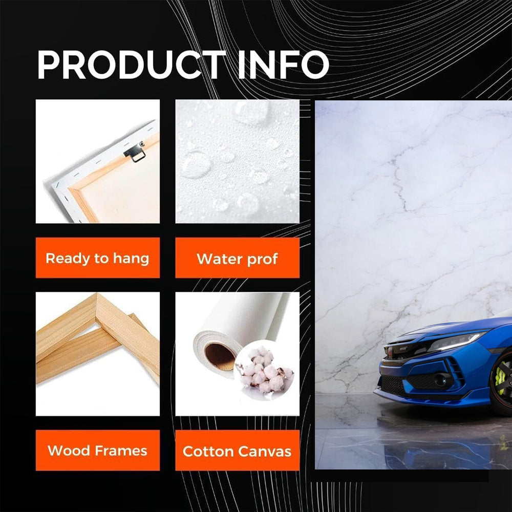 Blue Honda Civic on Marble - Stylish and Sleek Design