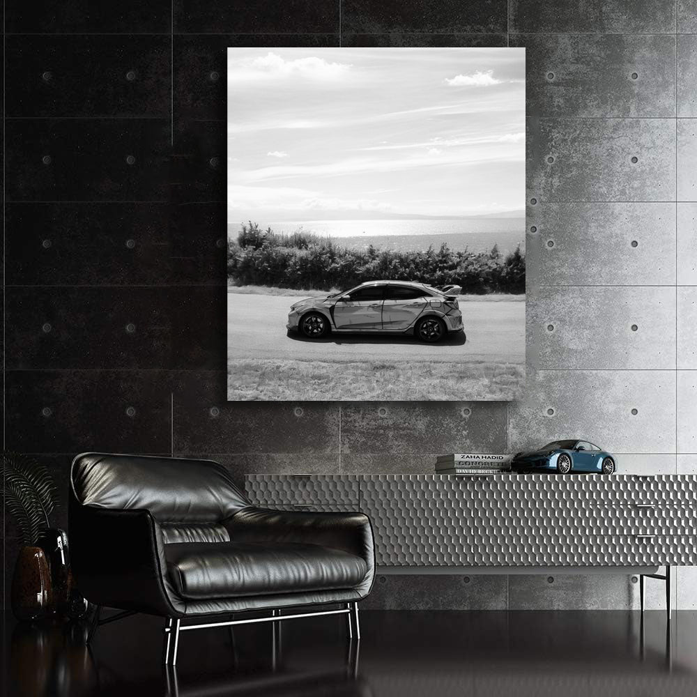 Honda Civic Black White 1 - Sleek and Stylish Ride