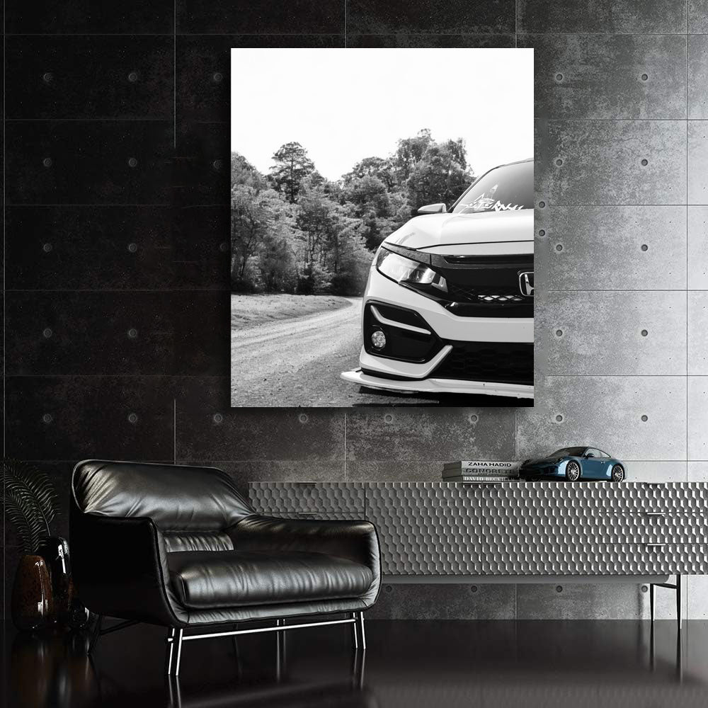 Honda Civic Black White 2 - Sporty & Sleek Design