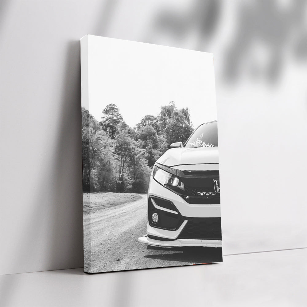 Honda Civic Black White 2 - Sporty & Sleek Design