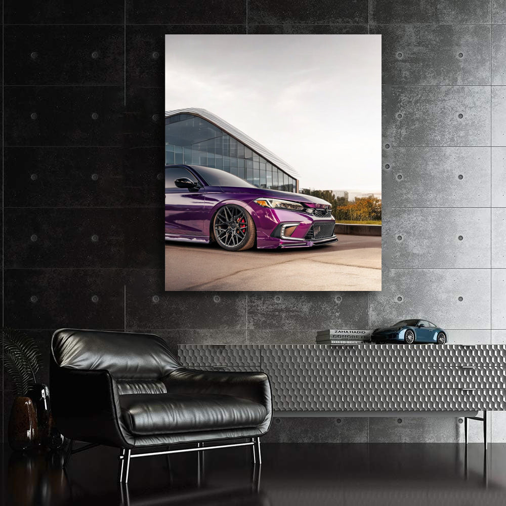 Honda Civic at Glass Building - Modern Elegance in Motion