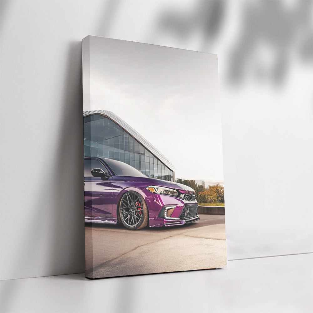 Honda Civic at Glass Building - Modern Elegance in Motion