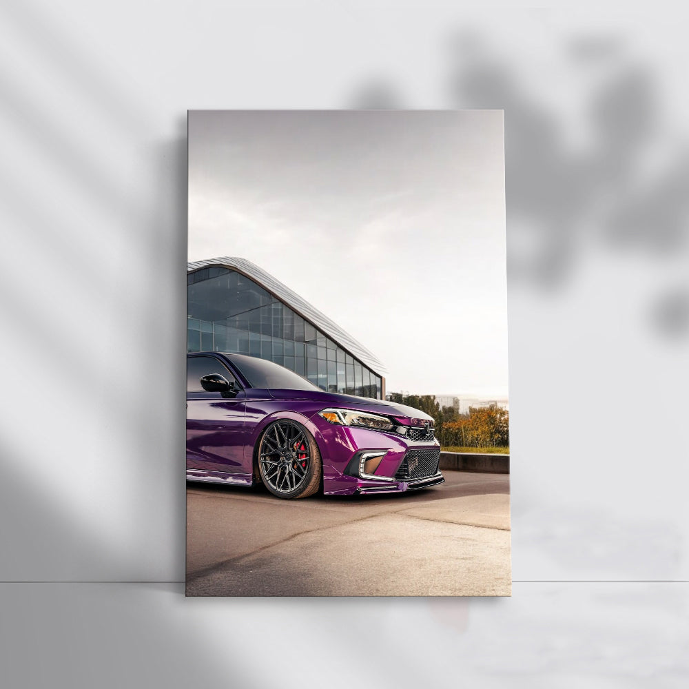 Honda Civic at Glass Building - Modern Elegance in Motion