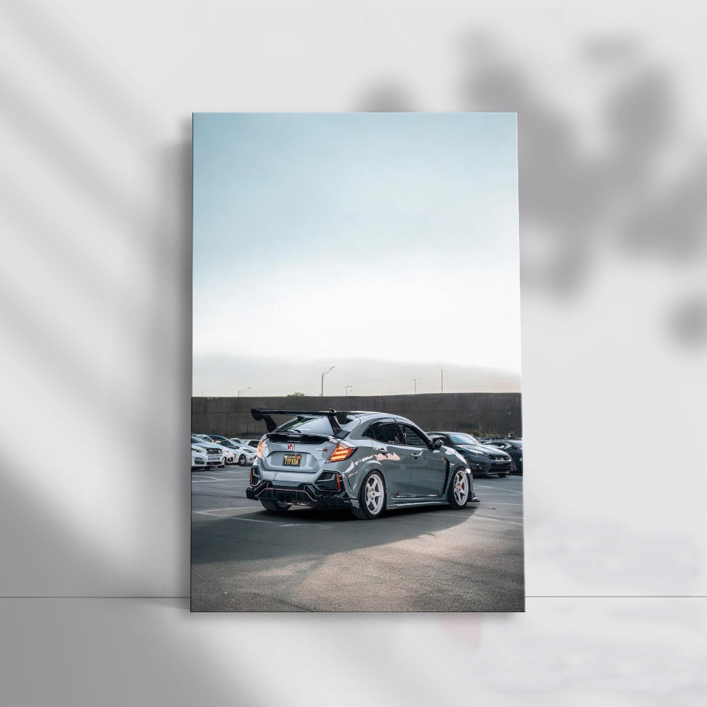 Gray Honda Civic in Parking Spot - Sleek and Stylish