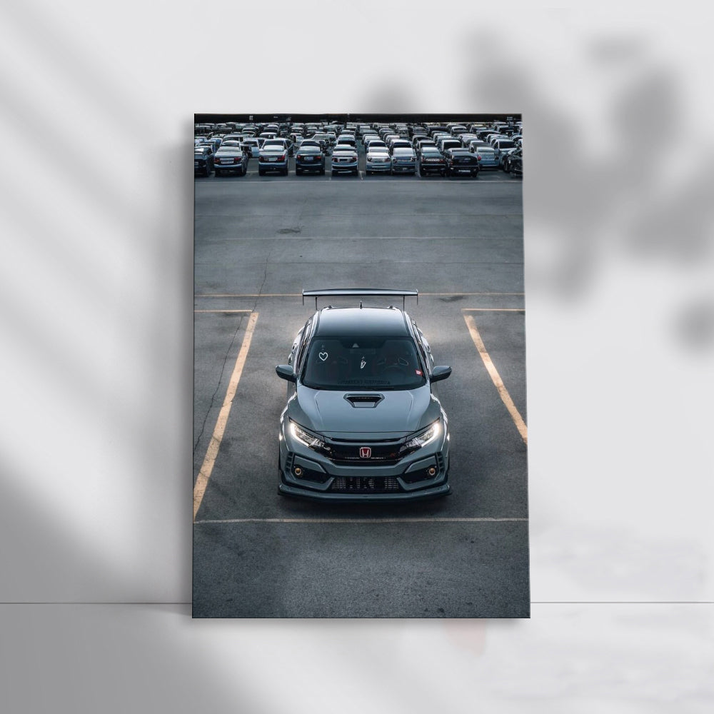 Honda Civic Gray Parking - Sleek and Stylish Ride