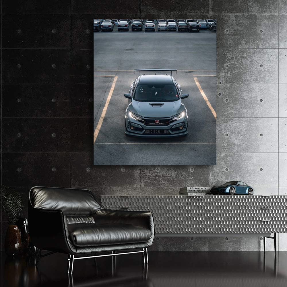 Honda Civic Gray Parking - Sleek and Stylish Ride