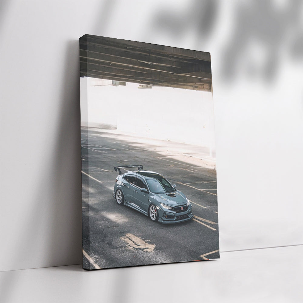 Gray Honda Civic in Parking - Compact Elegance in Motion