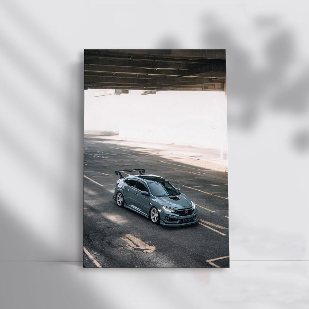 Gray Honda Civic in Parking - Compact Elegance in Motion
