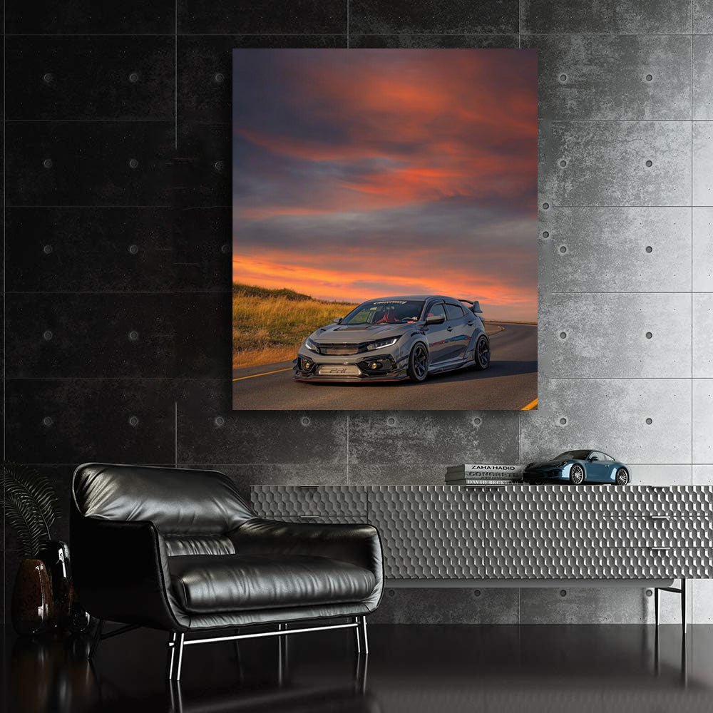 Honda Civic in Grey at Sunset - Sleek and Stylish