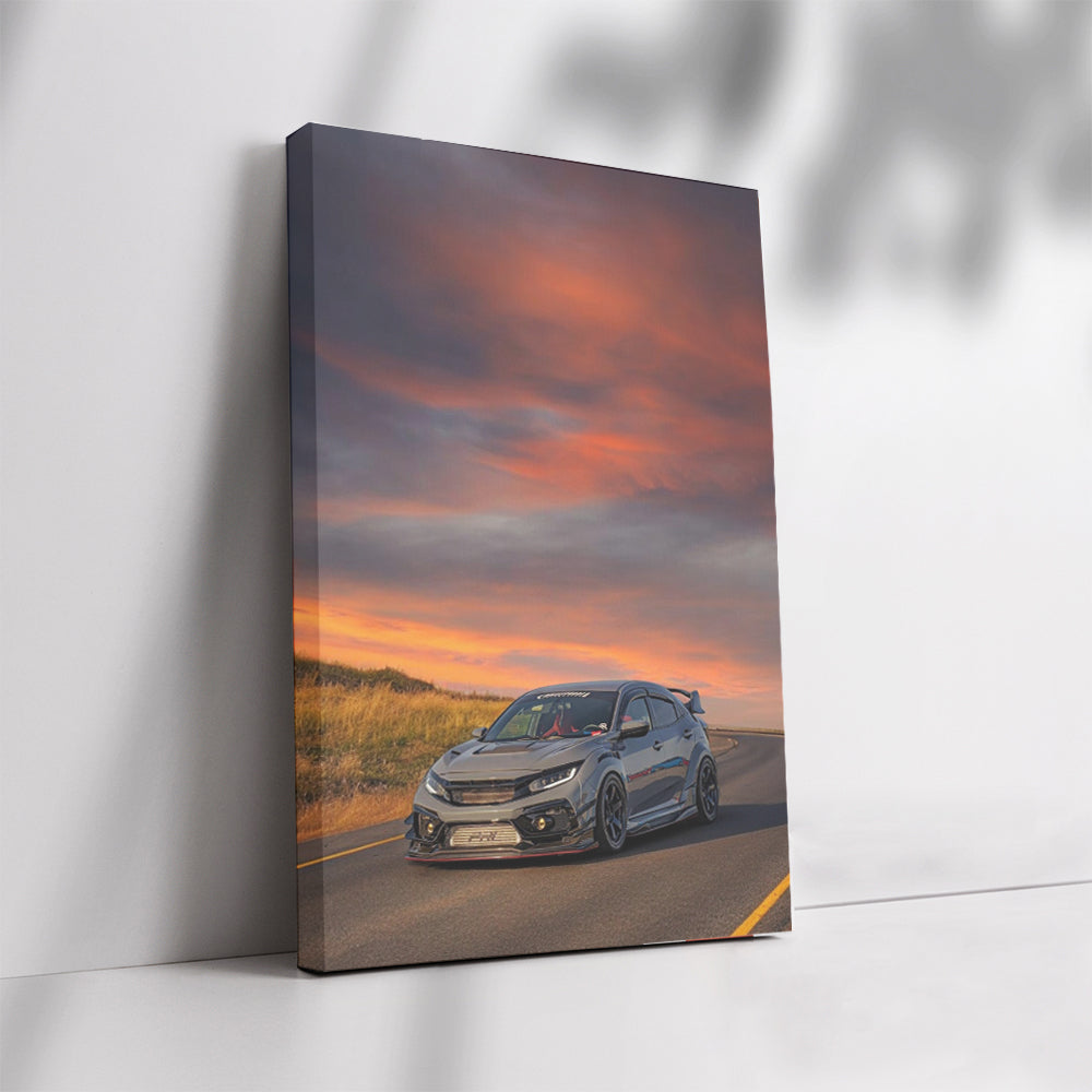Honda Civic in Grey at Sunset - Sleek and Stylish