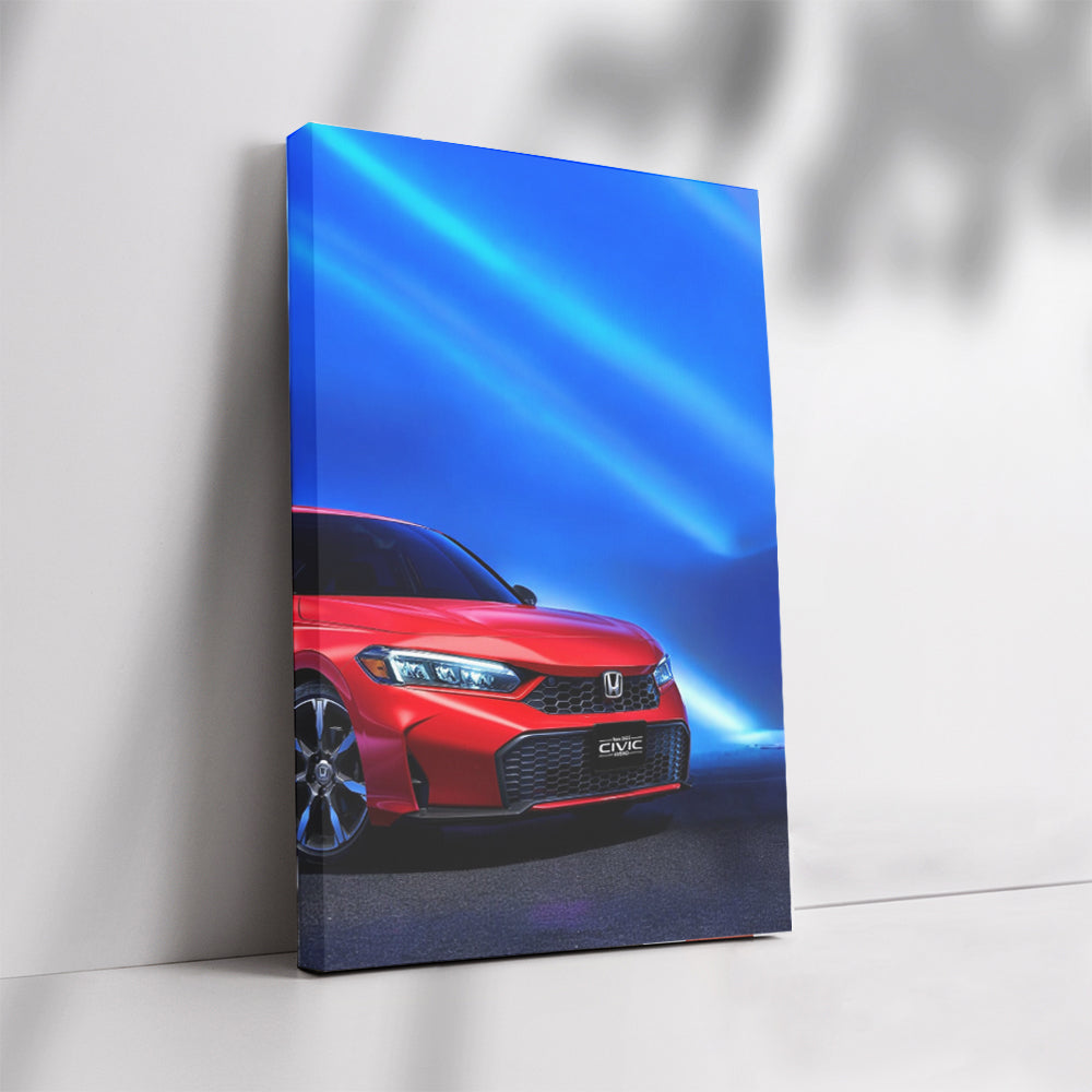 Honda Civic in Red Neon - Sleek and Sporty Ride