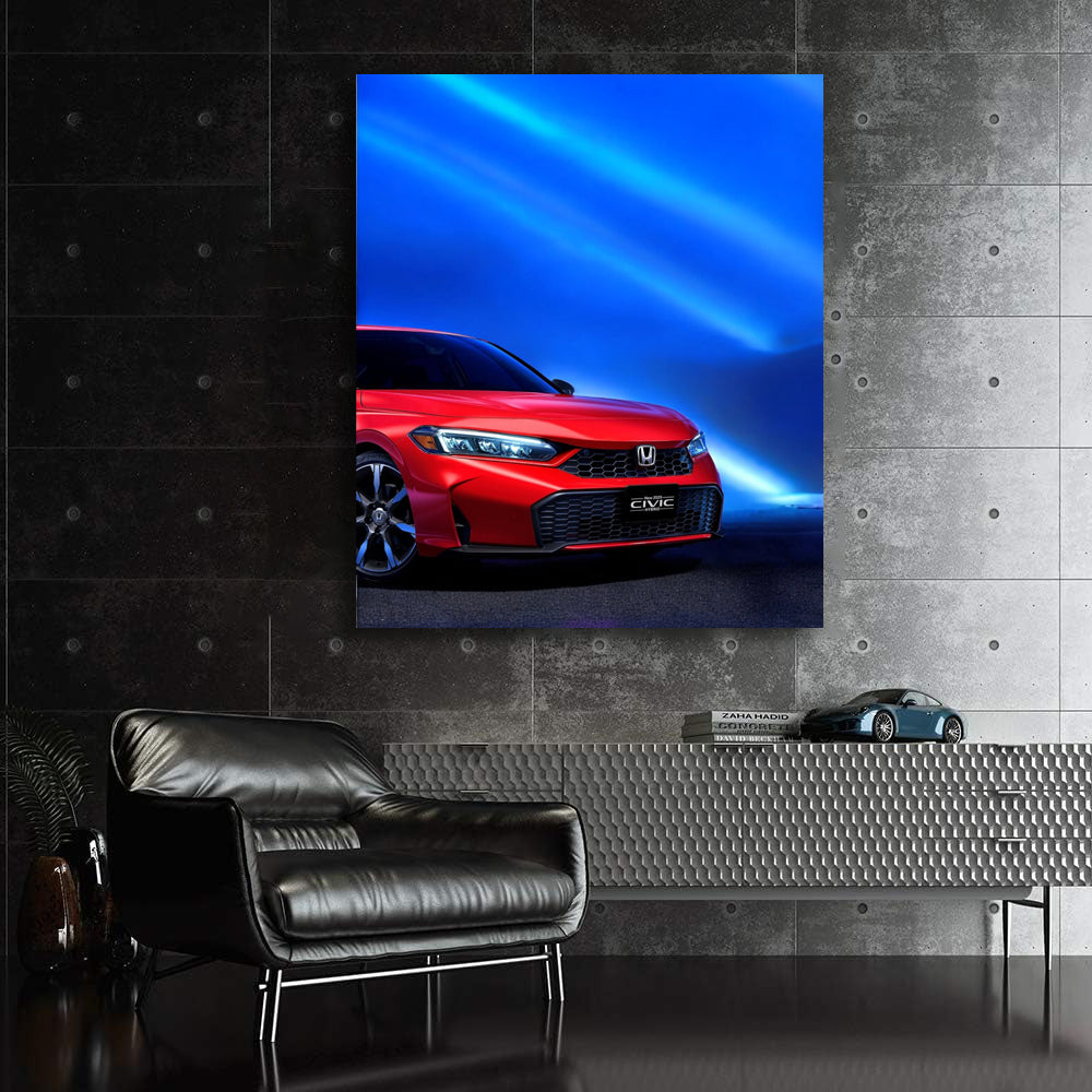 Honda Civic in Red Neon - Sleek and Sporty Ride