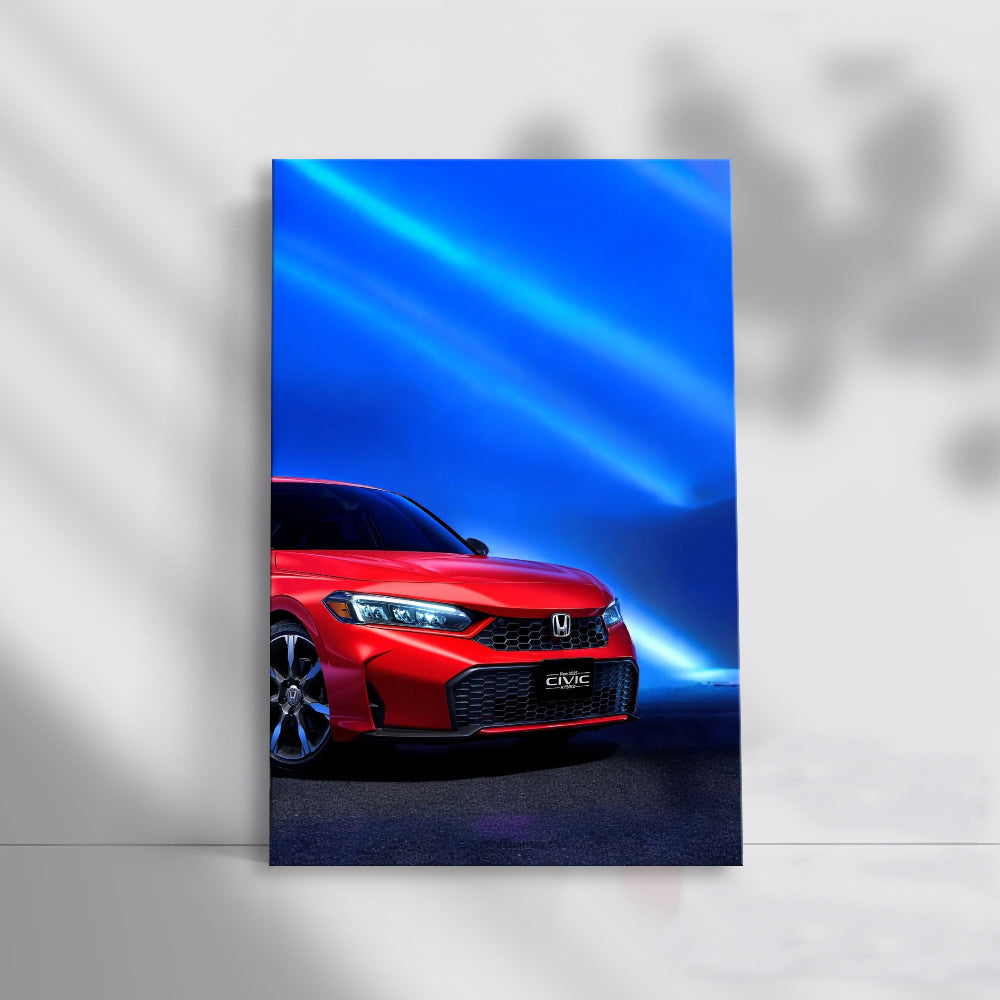 Honda Civic in Red Neon - Sleek and Sporty Ride