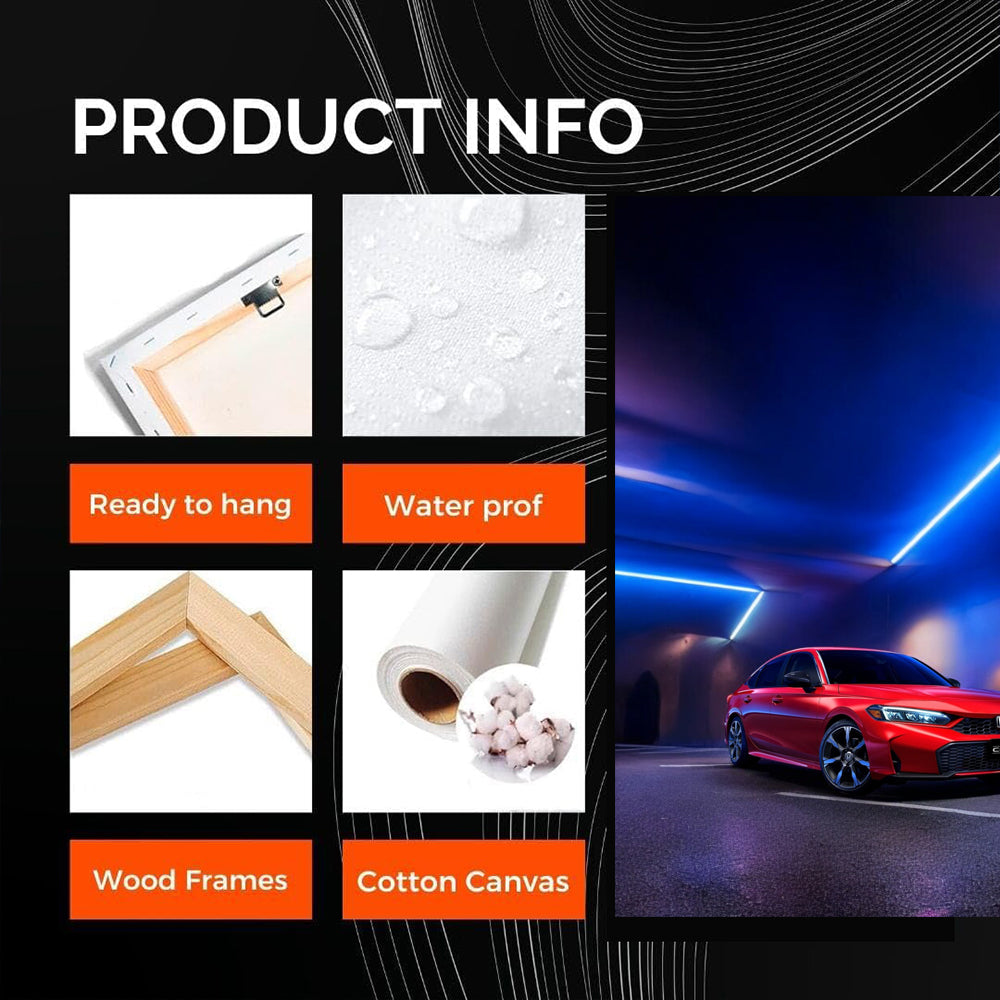 Radiant Red Honda Civic in Neon Light - Bold and Dynamic