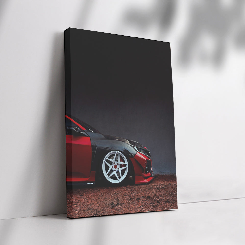 Red Honda Civic in Mountainous Terrain - Sporty and Adventurous