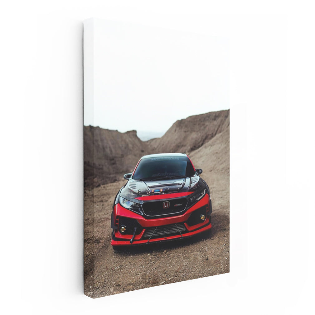 Red Honda Civic Adventure in Mountains - Sporty Elegance