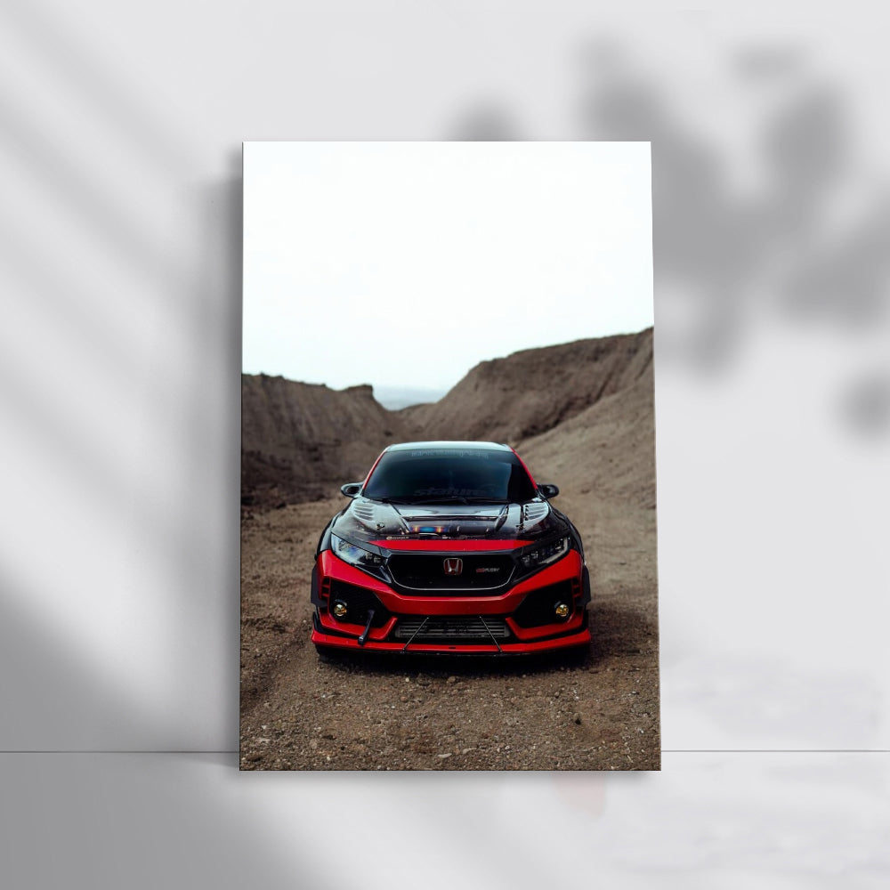 Red Honda Civic Adventure in Mountains - Sporty Elegance