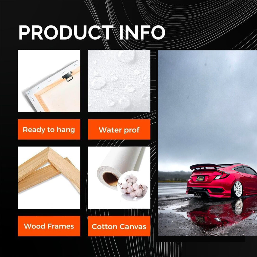 Red Honda Civic in Rain - 1: Sleek and Reliable