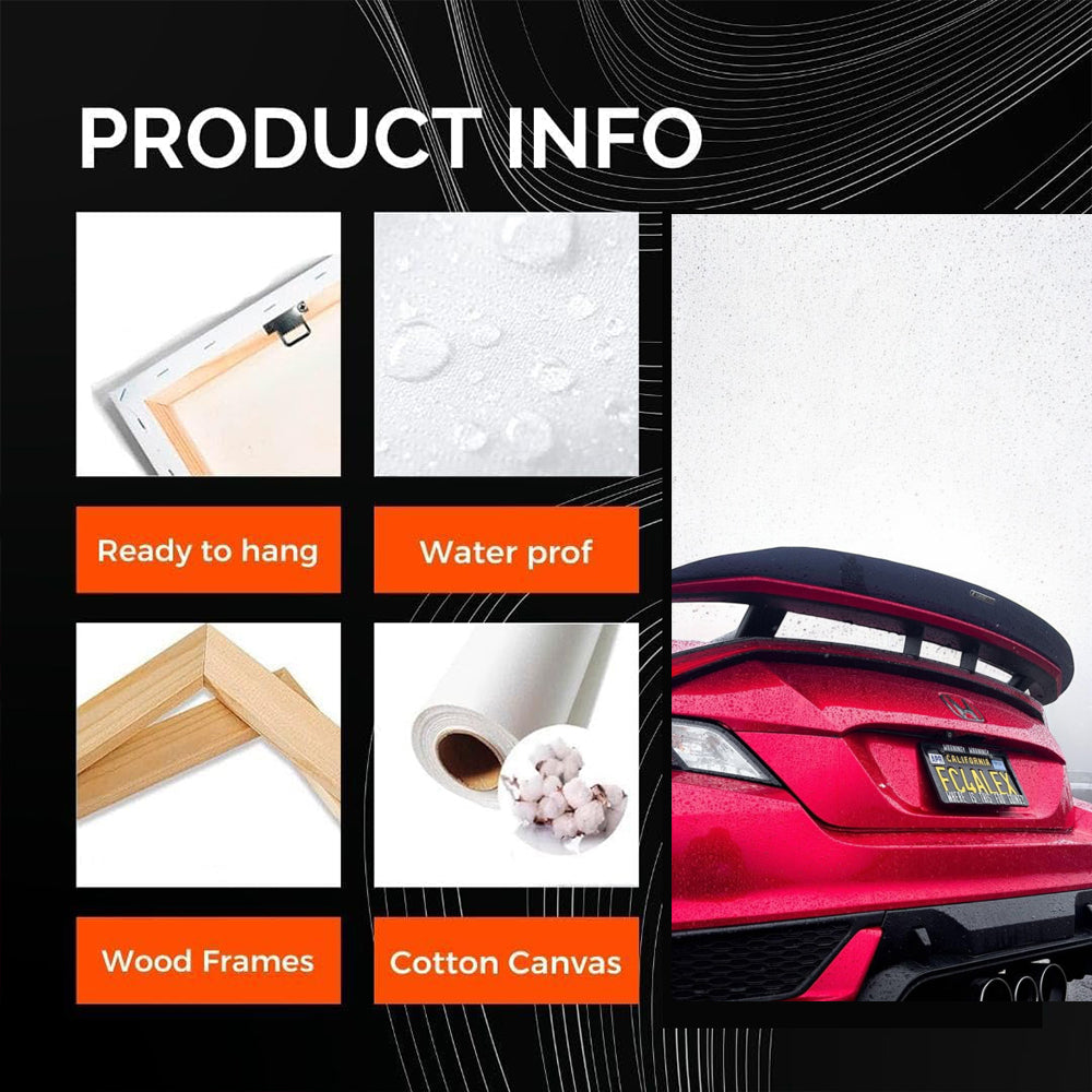 Red Honda Civic in Rain - Stylish and Dynamic Car