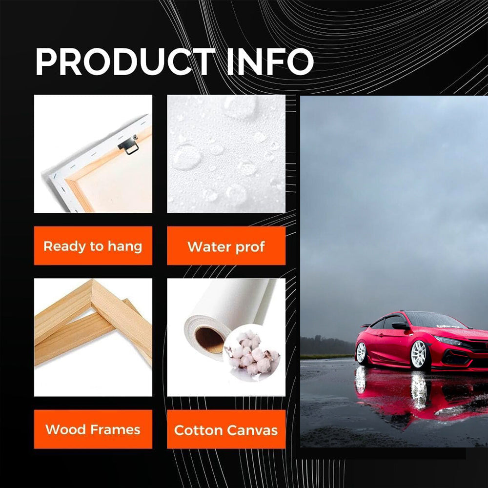 Red Honda Civic in Rain - Dynamic Elegance