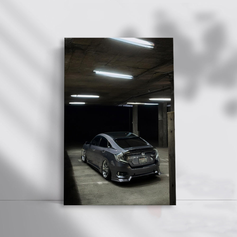 Silver Honda Civic in Parking Lot - Sleek and Stylish