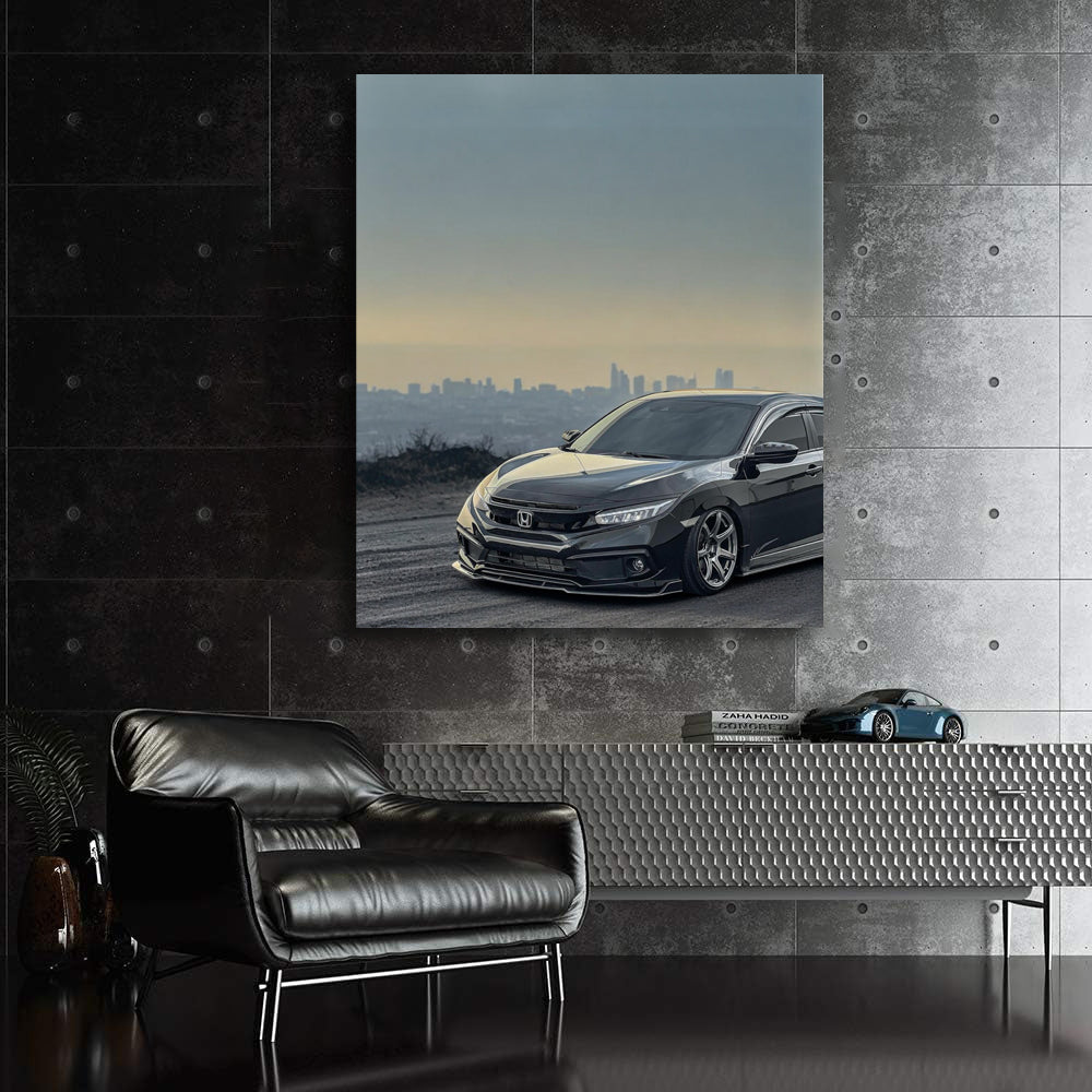 Grey Honda Civic with Urban Backdrop - Stylish & Modern