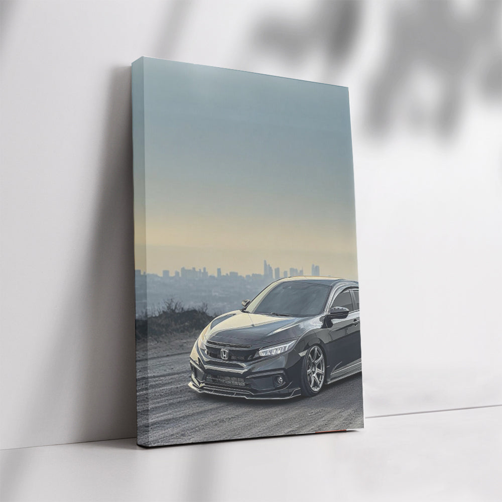 Grey Honda Civic with Urban Backdrop - Stylish & Modern
