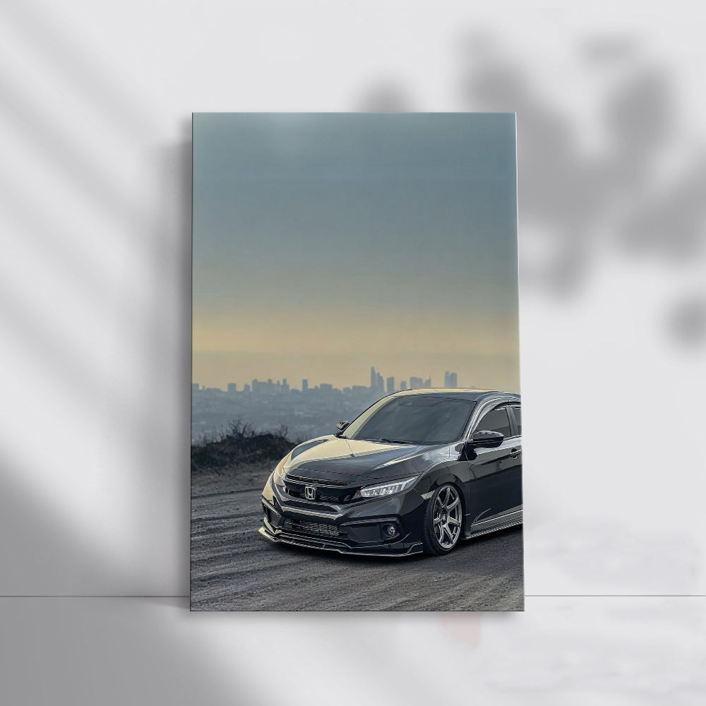 Grey Honda Civic with Urban Backdrop - Stylish & Modern