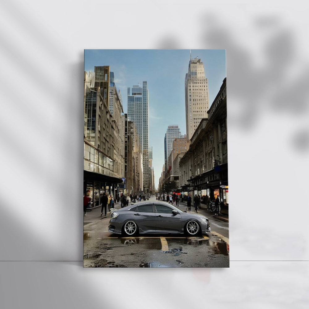 Grey Honda Civic Urban Drive - Sleek and Stylish