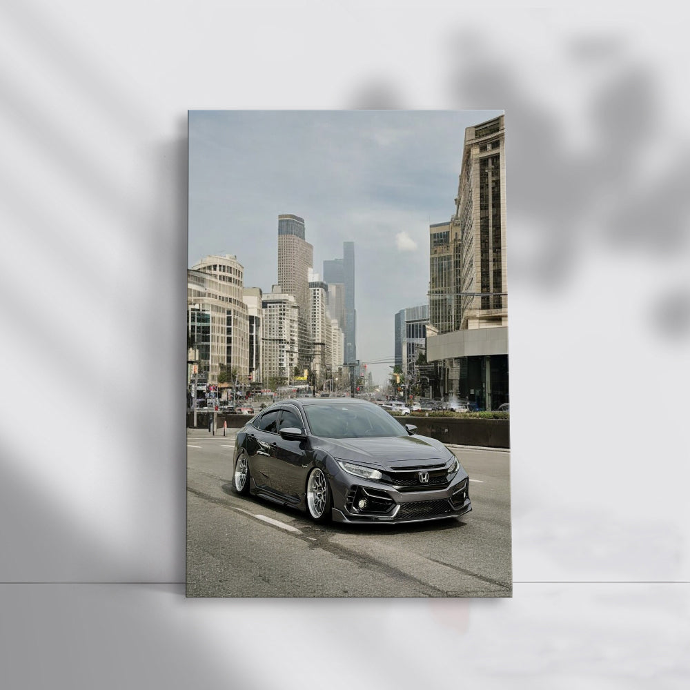 Grey Honda Civic in Urban Streets - Sleek City Cruiser