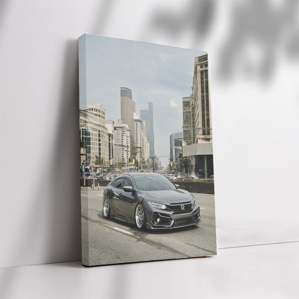 Grey Honda Civic in Urban Streets - Sleek City Cruiser