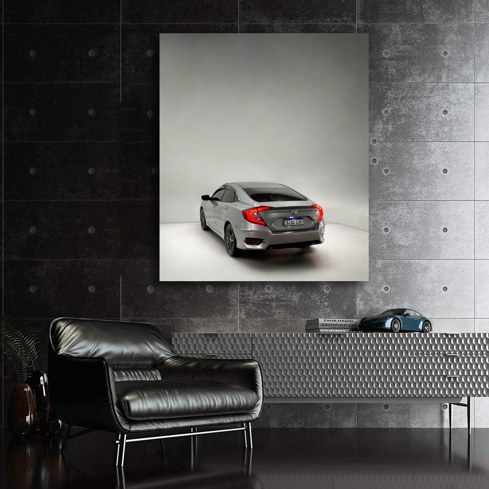 Grey Honda Civic Parked - Reliable and Stylish Car