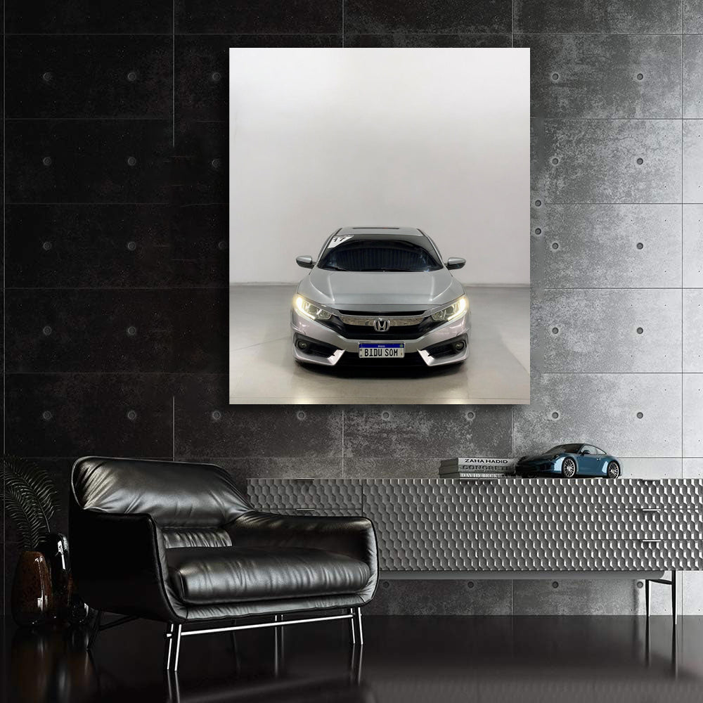Grey Honda Civic Parked - Reliable and Stylish Ride