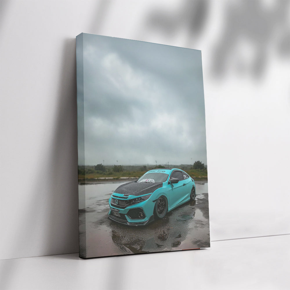 Honda Civic in Overcast Skies - Sleek and Reliable Ride