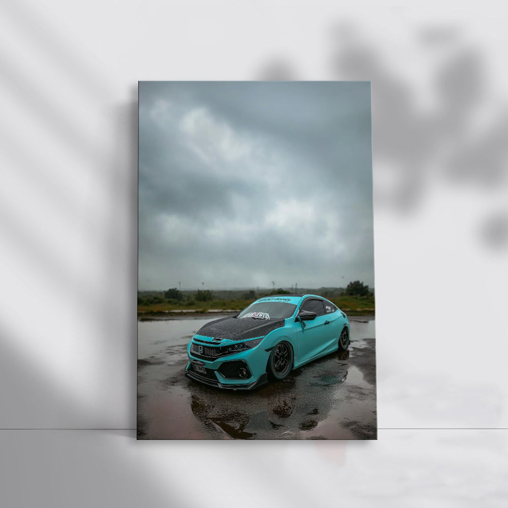 Honda Civic in Overcast Skies - Sleek and Reliable Ride
